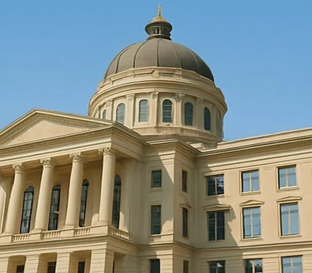 Classical building with dome and columns.